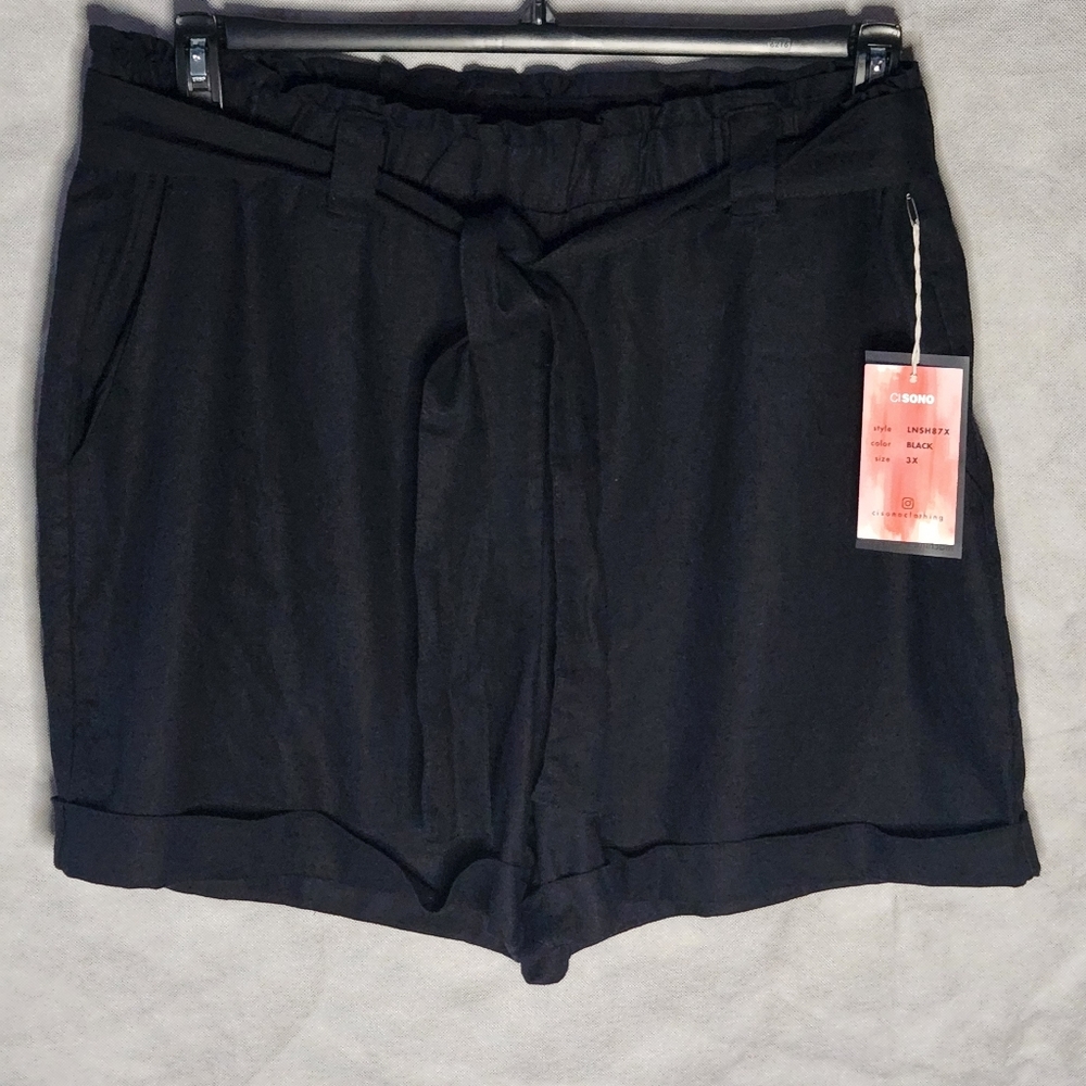 Cisono Linen Blend Paperbag Waistband Shorts Combine Comfort Style Relaxed Fit